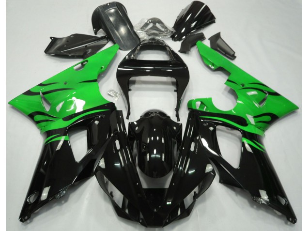 00-01 Schwarz Flamme & Grün Yamaha R1 Motorrad Verkleidungen 00-01 Schwarz Flamme & Grün Yamaha R1 Motorrad Verkleidungen