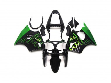 00-02 Grün Glänzend Flame Uni Kawasaki ZX6R Motorrad Verkleidungen
