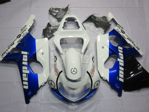 00-02 Jordan Blau & Weiß Suzuki GSXR 1000 Motorrad Verkleidungen