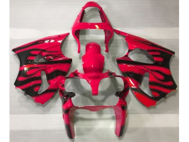 00-02 Rot & Schwarz Flamme Kawasaki ZX6R Motorrad Verkleidungen