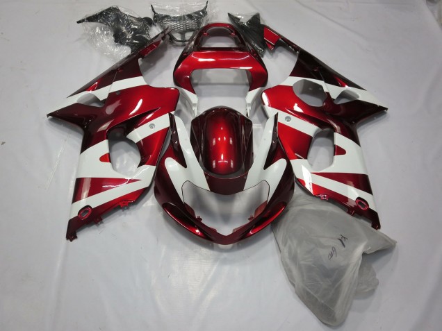 00-02 Tiefrot & Weiß Suzuki GSXR 1000 Motorrad Verkleidungen