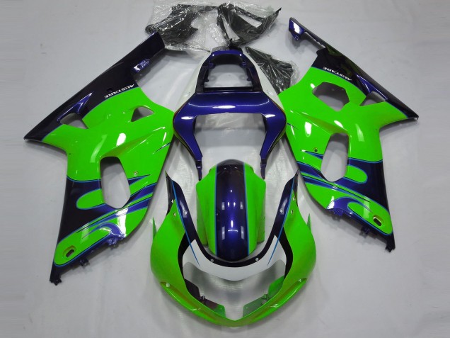 01-03 Glänzend Grün & Blau Suzuki GSXR 600-750 Motorrad Verkleidungen