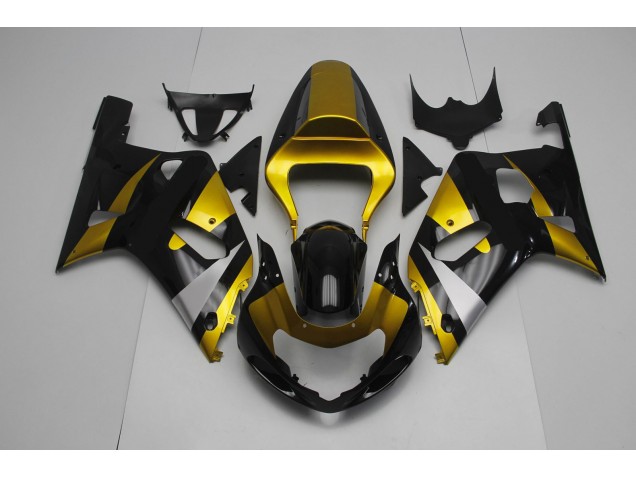 01-03 Glänzendes Schwarz & Gold Suzuki GSXR 600-750 Motorrad Verkleidungen