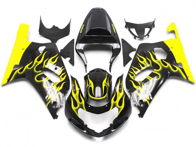 01-03 Leuchtend Gelb Flamme Suzuki GSXR 600-750 Motorrad Verkleidungen