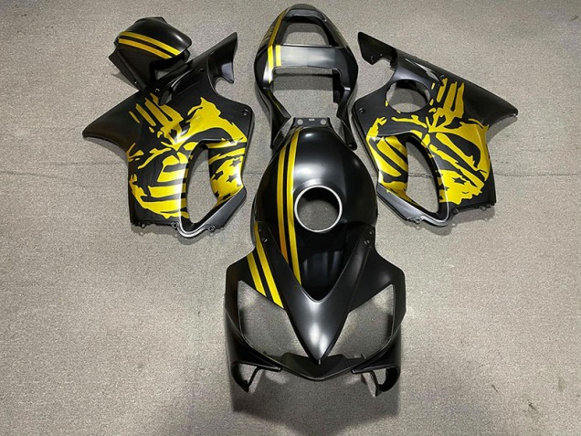 01-03 Matt Schwarzer & Goldener Totenkopf Honda CBR600 F4i Motorrad Verkleidungen