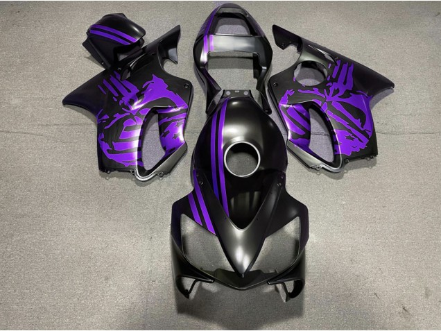 01-03 Matt Schwarzer & Violetter Totenkopf Honda CBR600 F4i Motorrad Verkleidungen