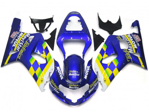 01-03 Movistar Blau Glänzend Suzuki GSXR 600-750 Motorrad Verkleidungen