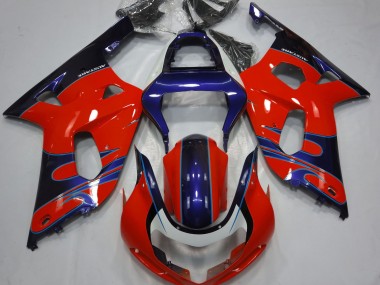 01-03 Rot Glänzend & Blau Suzuki GSXR 600-750 Motorrad Verkleidungen