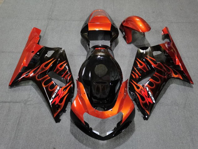 01-03 Schwarz Glänzend & Orange Suzuki GSXR 600-750 Motorrad Verkleidungen
