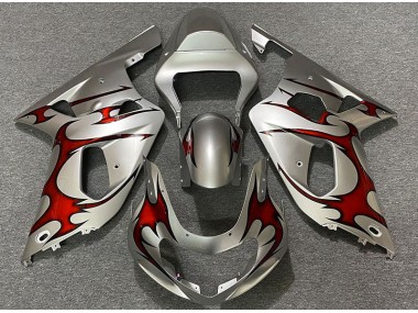 01-03 Silber Glänzend & Rot Suzuki GSXR 600-750 Motorrad Verkleidungen