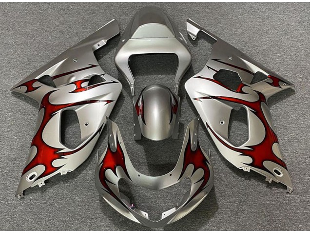 01-03 Silber Glänzend & Rot Suzuki GSXR 600-750 Motorrad Verkleidungen 01-03 Silber Glänzend & Rot Suzuki GSXR 600-750 Motorrad Verkleidungen