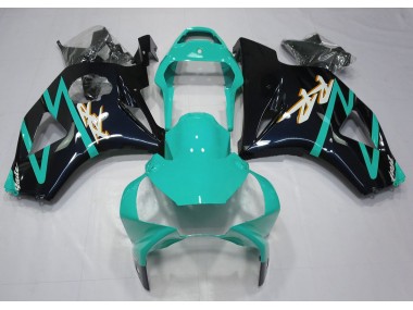 02-03 Glänzendes Schwarz & Cyan Honda CBR954RR Motorrad Verkleidungen