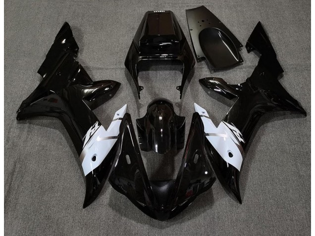 02-03 Schwarz Glänzend Weiß & Silber Yamaha R1 Motorrad Verkleidungen 02-03 Schwarz Glänzend Weiß & Silber Yamaha R1 Motorrad Verkleidungen