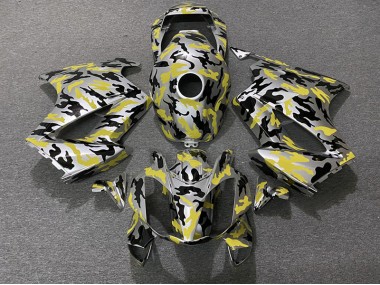 02-12 Gelb Tarnung Honda VFR800 Motorrad Verkleidungen