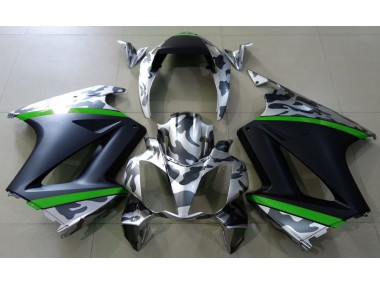 02-12 Grau Tarnung & Grün Honda VFR800 Motorrad Verkleidungen