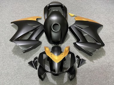 02-12 Matt Schwarz & Gold Honda VFR800 Motorrad Verkleidungen