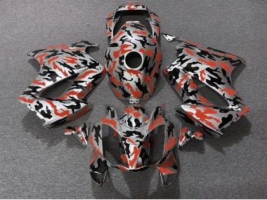02-12 Rot Tarnung Honda VFR800 Motorrad Verkleidungen