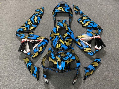 03-04 Blau & Gold Camo Honda CBR600RR Motorrad Verkleidungen