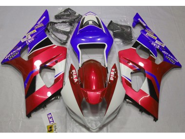 03-04 Glänzend Candy Red & Blau Suzuki GSXR 1000 Motorrad Verkleidungen