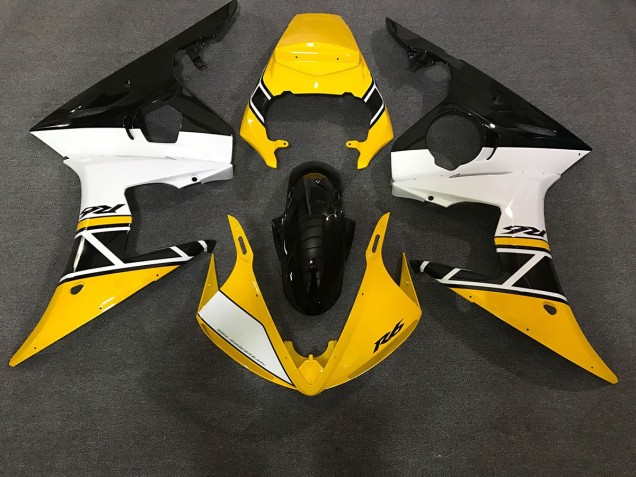 03-04 Glänzend Gelb & Weiß Yamaha R6 Motorrad Verkleidungen 03-04 Glänzend Gelb & Weiß Yamaha R6 Motorrad Verkleidungen