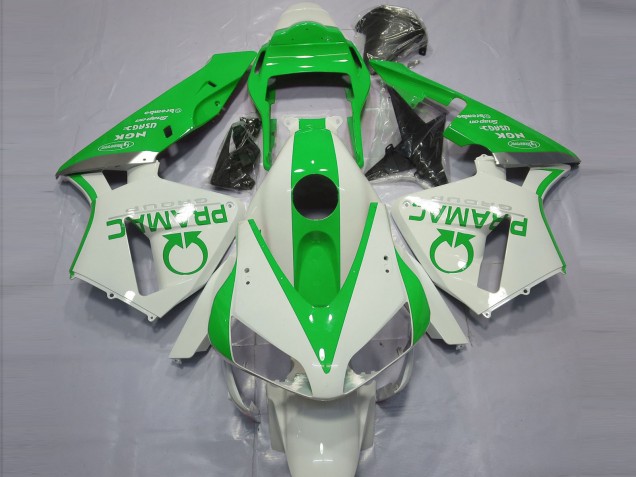 03-04 Glänzend Weiß & Grün Pramac Honda CBR600RR Motorrad Verkleidungen
