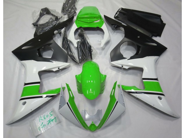 03-04 Glänzend Weiß & Grün Yamaha R6 Motorrad Verkleidungen