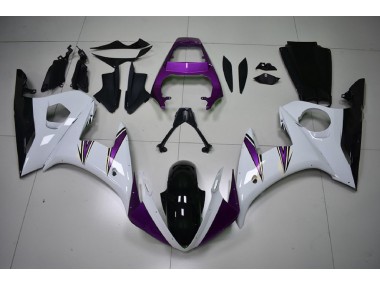 03-04 Glänzend Weiß & Lila Akzente Yamaha R6 Motorrad Verkleidungen