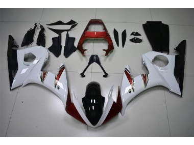 03-04 Glänzend Weiß & Rot Akzente Yamaha R6 Motorrad Verkleidungen
