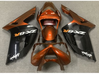 03-04 Orange Glänzend & Schwarz Kawasaki ZX6R Motorrad Verkleidungen