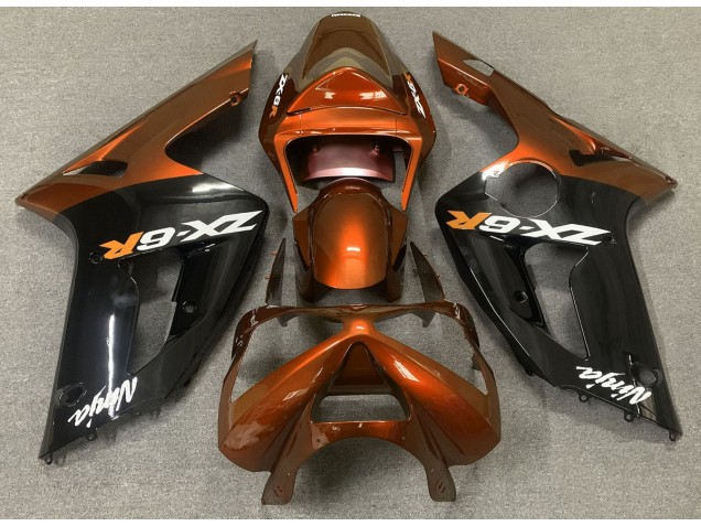 03-04 Orange Glänzend & Schwarz Kawasaki ZX6R Motorrad Verkleidungen