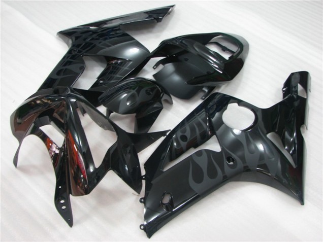 03-04 Schwarz Flamme Kawasaki ZX6R Motorrad Verkleidungen 03-04 Schwarz Flamme Kawasaki ZX6R Motorrad Verkleidungen