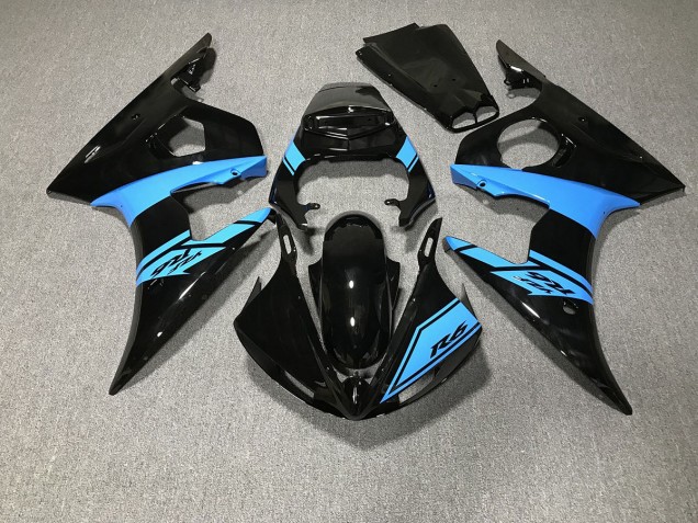 03-04 Schwarz Glänzend & Hellblau Yamaha R6 Motorrad Verkleidungen 03-04 Schwarz Glänzend & Hellblau Yamaha R6 Motorrad Verkleidungen