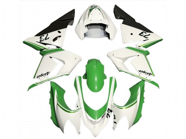 04-05 Glänzend Weiß & Grün Kawasaki ZX10R Motorrad Verkleidungen 04-05 Glänzend Weiß & Grün Kawasaki ZX10R Motorrad Verkleidungen