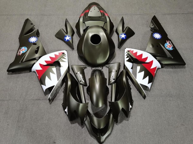 04-05 Militärgrüner Hai Kawasaki ZX10R Motorrad Verkleidungen
