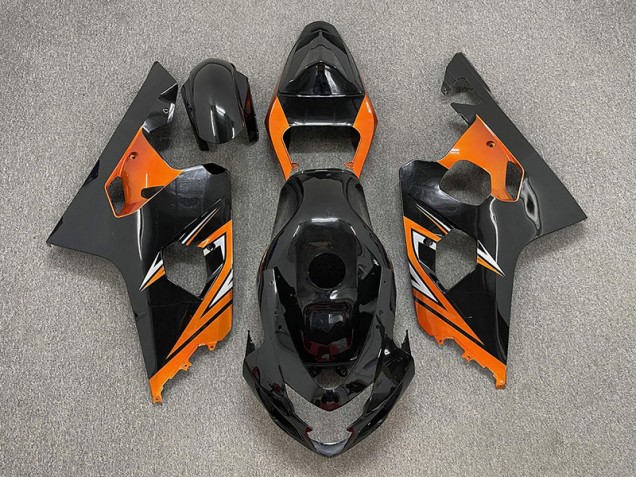 04-05 Schwarz Glänzend & Orange Suzuki GSXR 600-750 Motorrad Verkleidungen 04-05 Schwarz Glänzend & Orange Suzuki GSXR 600-750 Motorrad Verkleidungen