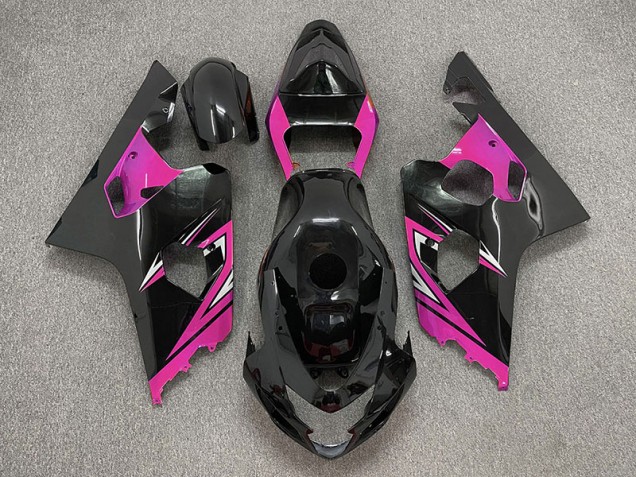 04-05 Schwarz Glänzend & Pink Suzuki GSXR 600-750 Motorrad Verkleidungen 04-05 Schwarz Glänzend & Pink Suzuki GSXR 600-750 Motorrad Verkleidungen
