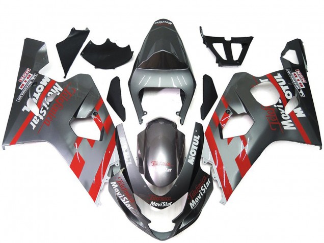 04-05 Silber & Rot Movistar Suzuki GSXR 600-750 Motorrad Verkleidungen 04-05 Silber & Rot Movistar Suzuki GSXR 600-750 Motorrad Verkleidungen