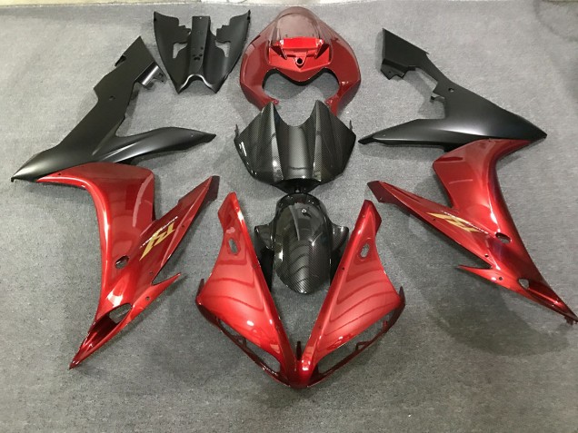 04-06 Kastanienbraun & Kohlefaser Stil Yamaha R1 Motorrad Verkleidungen