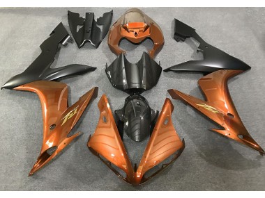 04-06 Orange Glänzend & Kohlefaser Stil Yamaha R1 Motorrad Verkleidungen