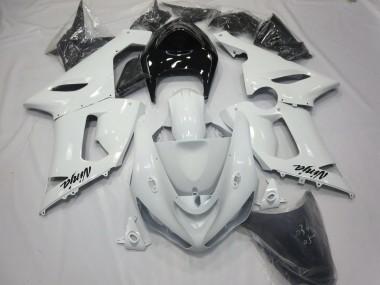 05-06 Glänzend Weiß Mit Schwarzem Heck Kawasaki ZX6R Motorrad Verkleidungen