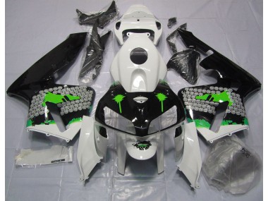 05-06 Grüne Spritzer Auf Glänzendem Schwarz Honda CBR600RR Motorrad Verkleidungen
