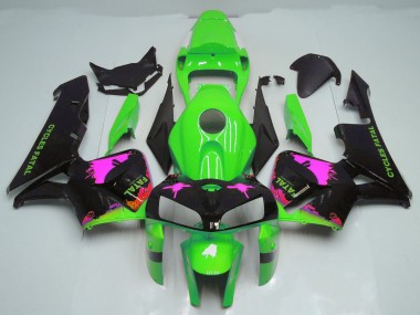 05-06 Rosa Splatter Auf Grün Honda CBR600RR Motorrad Verkleidungen