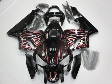 05-06 Silber & Rot Flamme Honda CBR600RR Motorrad Verkleidungen