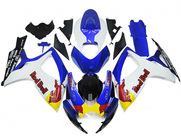 06-07 Weiß & Blau Rot Bull Custom Suzuki GSXR 600-750 Motorrad Verkleidungen 06-07 Weiß & Blau Rot Bull Custom Suzuki GSXR 600-750 Motorrad Verkleidungen