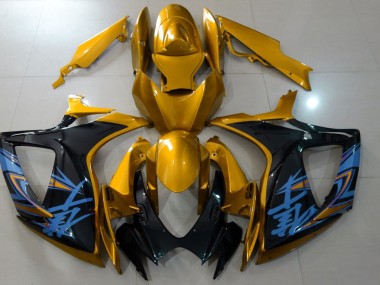 06-07 Glänzend Gold & Schwarz Suzuki GSXR 600-750 Motorrad Verkleidungen