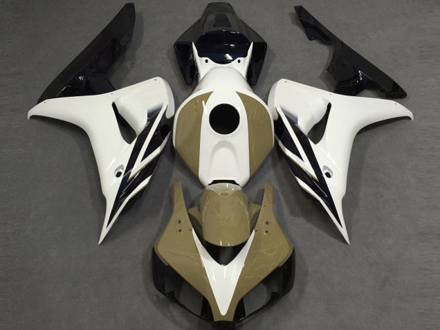 06-07 Glänzend Weiß Hellbraun Schwarz Honda CBR1000RR Motorrad Verkleidungen 06-07 Glänzend Weiß Hellbraun Schwarz Honda CBR1000RR Motorrad Verkleidungen
