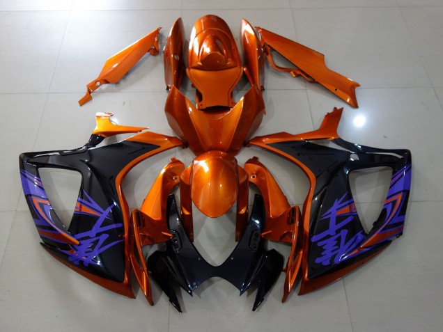06-07 Kräftiges Orange & Schwarz Glänzend Suzuki GSXR 600-750 Motorrad Verkleidungen