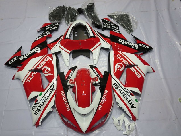 06-07 Weiß Rot Kawasaki ZX10R Motorrad Verkleidungen 06-07 Weiß Rot Kawasaki ZX10R Motorrad Verkleidungen