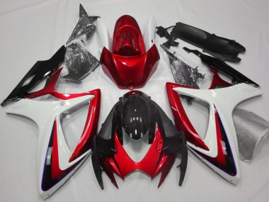 06-07 Rot & Weiß Ohne Abzeichen Suzuki GSXR 600-750 Motorrad Verkleidungen