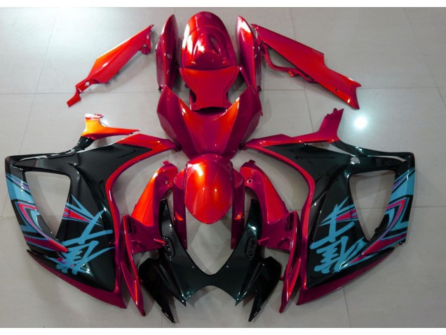 06-07 Rot & Schwarz Glänzend Suzuki GSXR 600-750 Motorrad Verkleidungen 06-07 Rot & Schwarz Glänzend Suzuki GSXR 600-750 Motorrad Verkleidungen